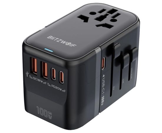 Blitzwolf BW-TA2 5-in-1 Travel Adapter 2xUSB PD + 2xC QC + C GaN 100W Aдаптеры