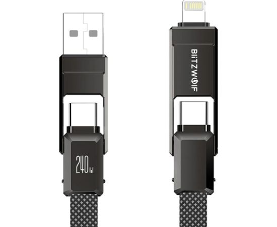 Blitzwolf BW-HDC7 4-in-1 USB+C+Lightning cable 240W 1.2m (black)