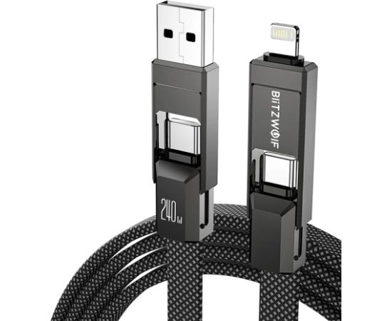 Blitzwolf BW-HDC7 4-in-1 USB+C+Lightning cable 240W 1.2m (black)