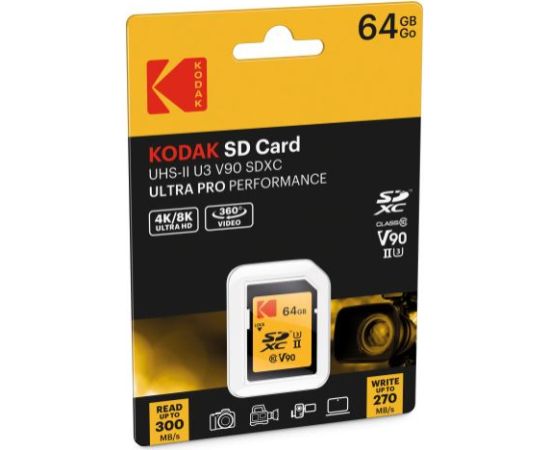 Kodak SD 64GB UHS-II U3 V90 Ultra Pro EKMSD64GUHS2V2K