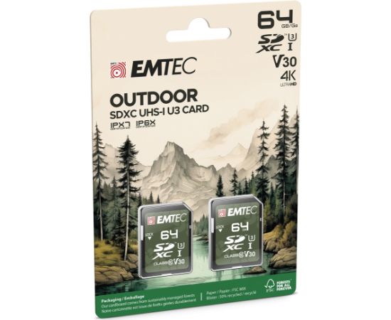 Emtec SD 64GB UHS-I U3 V30 Outdoor 2 pcs Карты памяти