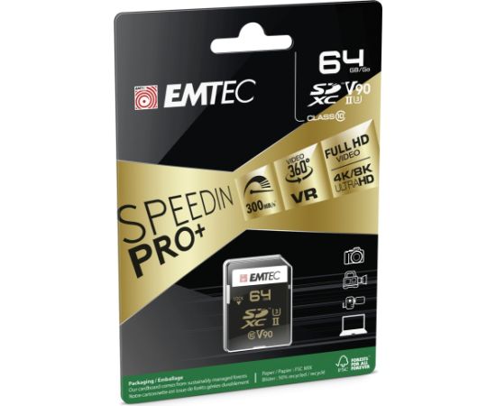 Emtec SD 64GB UHS-II U3 V90 SpeedIN Pro+