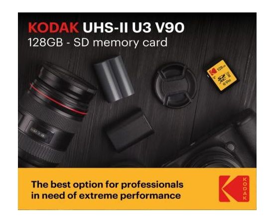 Kodak SD 128GB UHS-II U3 V90 Ultra Pro EKMSD128GUHS2V2K