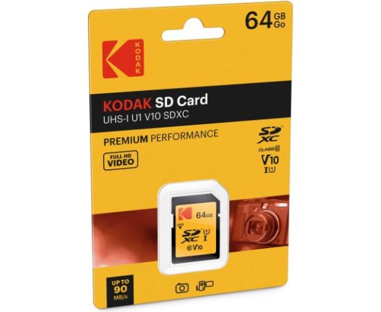Kodak SD 64GB UHS1 U1 V10 Premium EKMSD64GXC10K