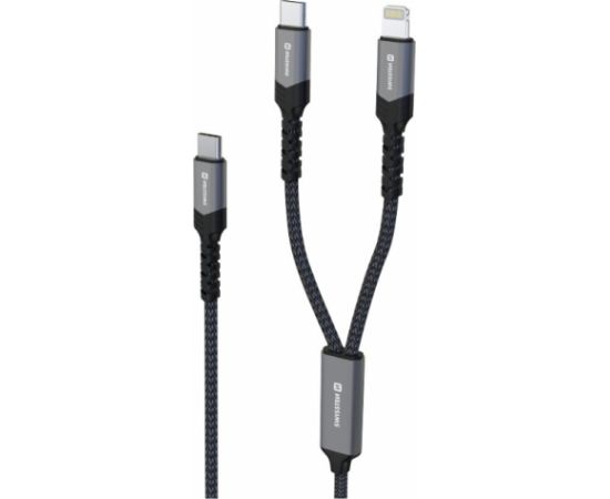 Swissten Textile 2in1 USB-C / Lighting Kabelis 100W 1.5m