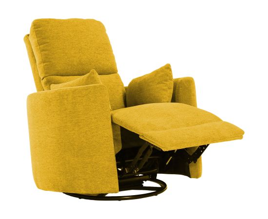 Recliner armchair STINA with swinging and rotating manual mechanism, yellow