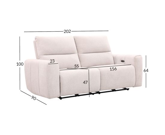 Recliner sofa MATIAS 3-seater with electric mechanism, light beige