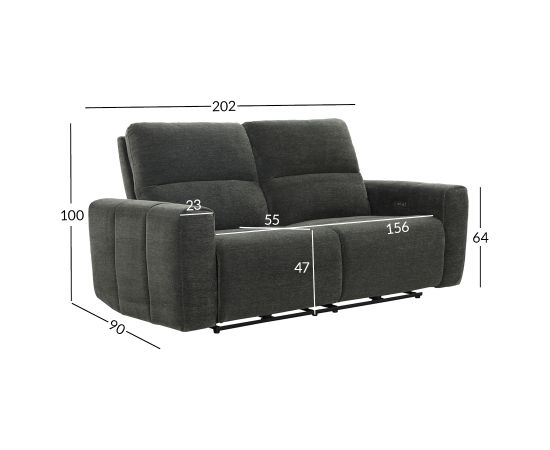 Recliner sofa MATIAS 3-seater with electric mechanism, grey