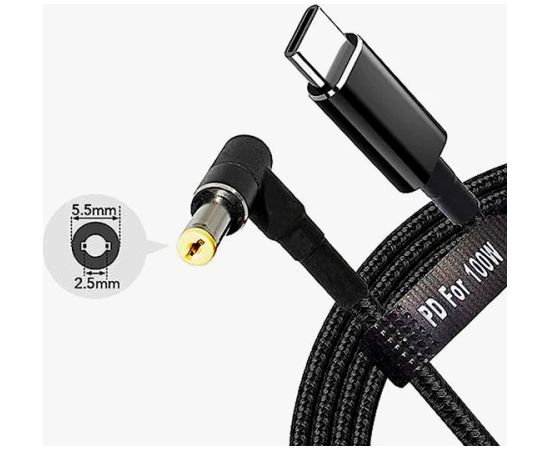 Fusion portatīvo datoru vads USB-C uz Asus 5.5 x 2.5 mm | 18,5V-20V | 100W | 1,8m