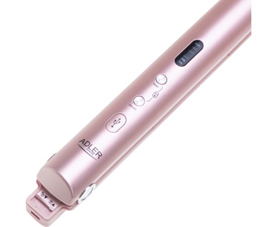 Adler Cordless Hair Straightener AD 2327 Ceramic heating system Display LED Temperature (min) 160 °C Temperature (max) 220 °C Pink Выпрямители волос