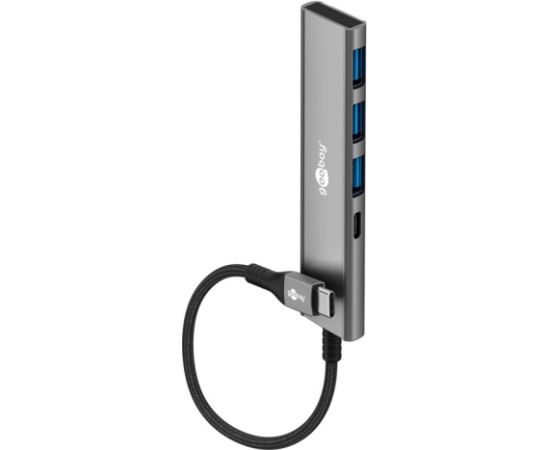 Goobay 76562 Slim 4-Port USB-Hub, USB-C auf USB-C™/USB-A, 5 Gbit/s, Grey Goobay