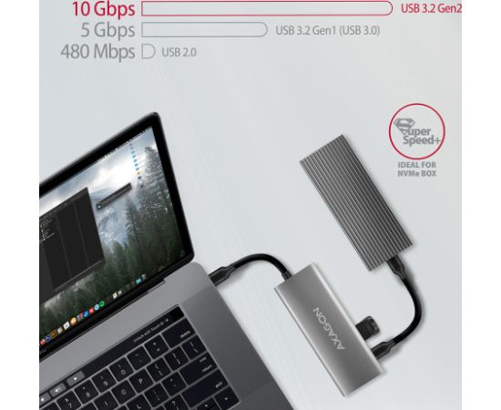 AXAGON Multi-port USB-C 10Gbps hub, 13cm HMC-5G21