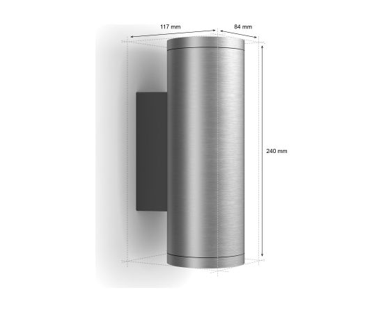 Philips Hue WCA Appear Outdoor Wall Lantern, Inox 8 W 2000-6500 Hue White Colour Ambiance