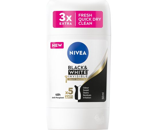 NIVEA_Black&White Invisible Silky Smooth deo stick 50ml Dezodoranti