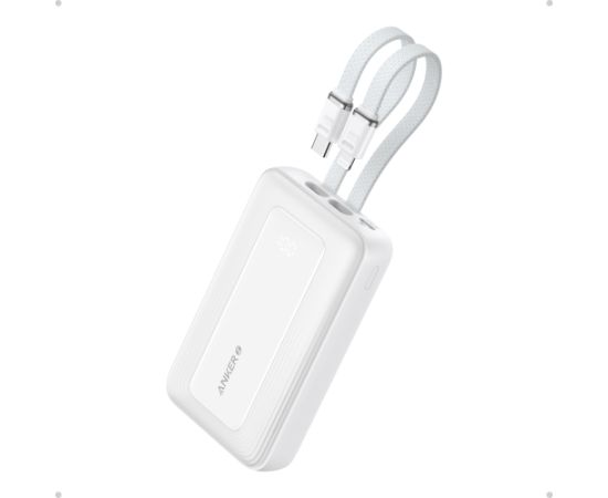 Anker Power Bank A1680H21 10000 mAh USB-C 30W, Lightning 27W Built-In USB-C and Lightning Cables White