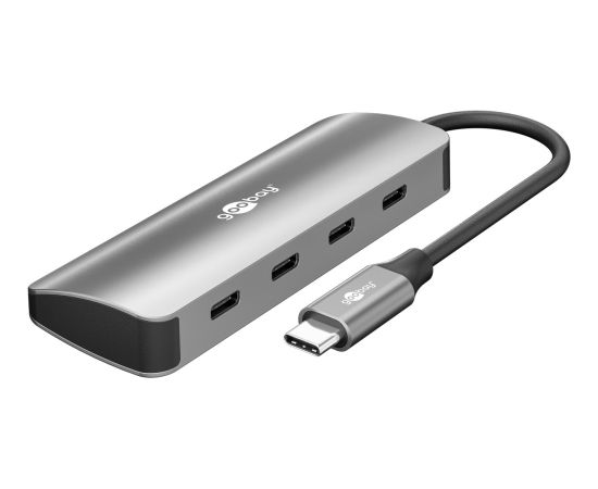Goobay 76565 Slim 4-Port USB-Hub, USB-C™ auf USB-C™, 10 Gbit/s, Grey Goobay