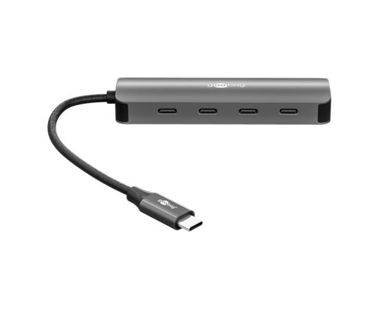 Goobay 76565 Slim 4-Port USB-Hub, USB-C™ auf USB-C™, 10 Gbit/s, Grey Goobay