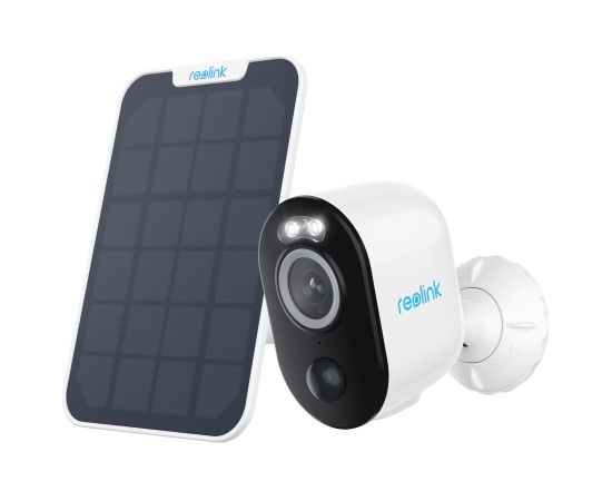 Reolink Wi-Fi Security Camera with Motion Spotlight and Solar Panel, 3W Argus Series B330 Bullet 4 MP Fixed lens IP65 H.265 Micro SD, Max. 128 GB White