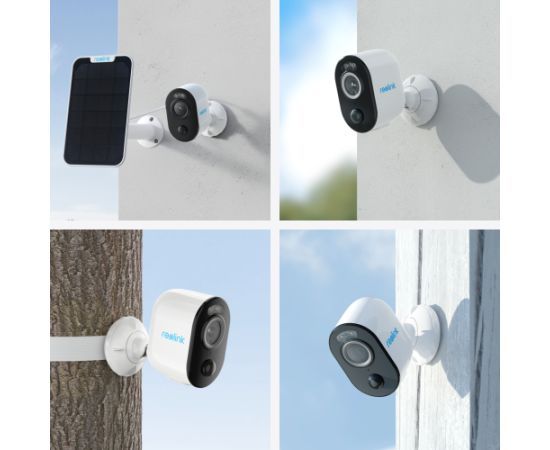 Reolink Wi-Fi Security Camera with Motion Spotlight and Solar Panel, 3W Argus Series B330 Bullet 4 MP Fixed lens IP65 H.265 Micro SD, Max. 128 GB White