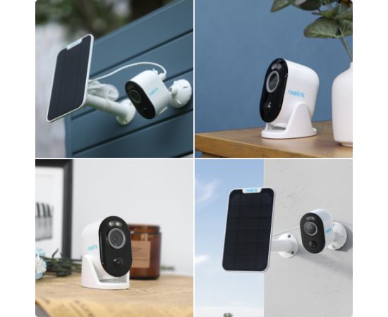 Reolink Wi-Fi Security Camera with Motion Spotlight and Solar Panel, 3W Argus Series B330 Bullet 4 MP Fixed lens IP65 H.265 Micro SD, Max. 128 GB White