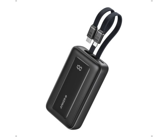 Anker Power Bank A1680G11 10000 mAh USB-C 30W, Lightning 27W Built-In USB-C and Lightning Cables Black