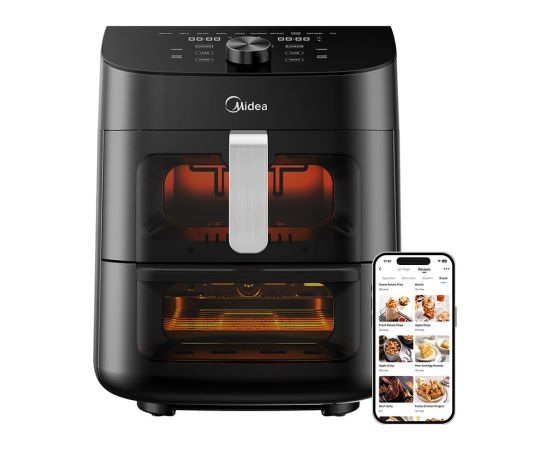 Midea Two Zone Airfryer MAD1100DADK Power 1850 W Capacity 4.4/6.4 L Rapid Air technology Black
