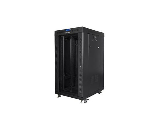 Lanberg Rack cabinet 19" free-standing 22U/800x800 (flat pack) with glass door, LCD FF01-8822-12BL Black