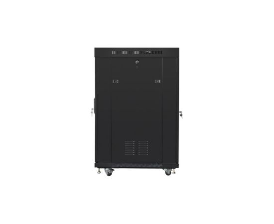 Lanberg Rack cabinet 19" free-standing 22U/800x800 (flat pack) with glass door, LCD FF01-8822-12BL Black