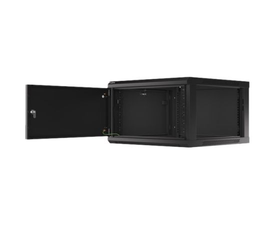 Lanberg Rack cabinet 19" wall-mount 6U/600x600 for self-assembly with metal door (flat pack) WF01-6606-00B Black