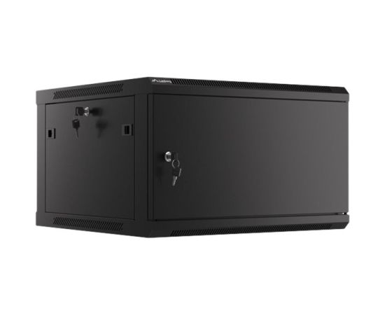 Lanberg Rack cabinet 19" wall-mount 6U/600x600 for self-assembly with metal door (flat pack) WF01-6606-00B Black