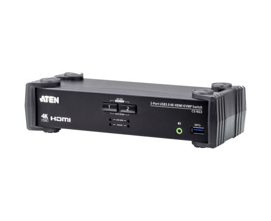 Aten 2-Port USB 3.0 4K HDMI KVMP Switch with Audio Mixer Mode CS1822