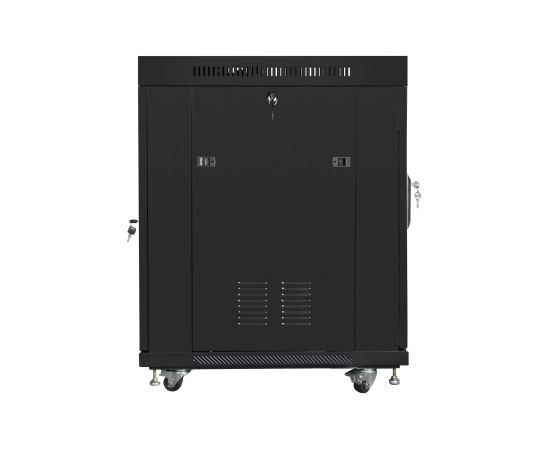 Lanberg Rack cabinet 19" free-standing 15U/600x800 (flat pack) with glass door, LCD FF01-6815-12BL Black