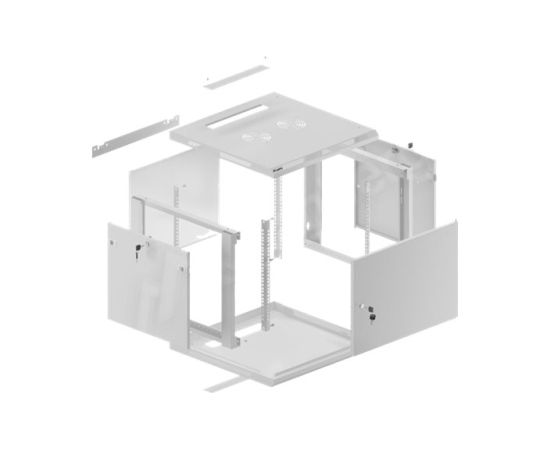 Lanberg Rack cabinet 19" wall-mount 9U/600x600 (flat pack) for self-assembly with metal door WF01-6609-00S Grey