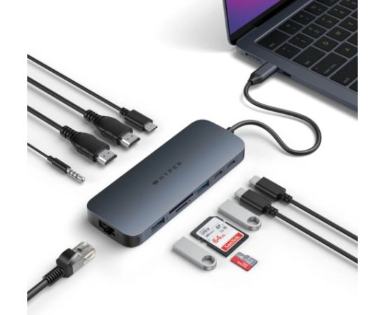 Hyper HyperDrive Next 11 Port USB-C Hub HD4006GL Ethernet LAN (RJ-45) ports 1 HDMI ports quantity 2 x 4K 60Hz