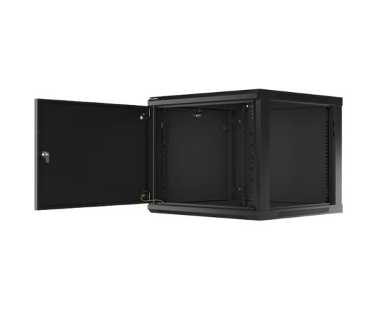 Lanberg Rack cabinet 19" wall-mount 9U/600x600 (flat pack) for self-assembly with metal door WF01-6609-00B Black