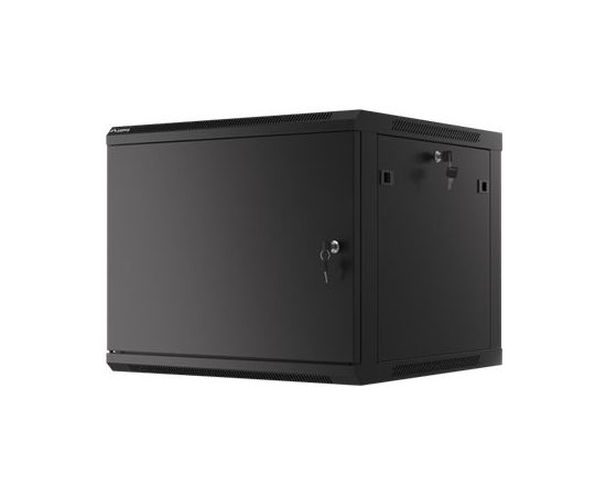 Lanberg Rack cabinet 19" wall-mount 9U/600x600 (flat pack) for self-assembly with metal door WF01-6609-00B Black