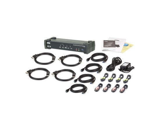 Aten 4-Port USB3.0 4K DisplayPort KVMP Switch with Built-in MST Hub CS1924M