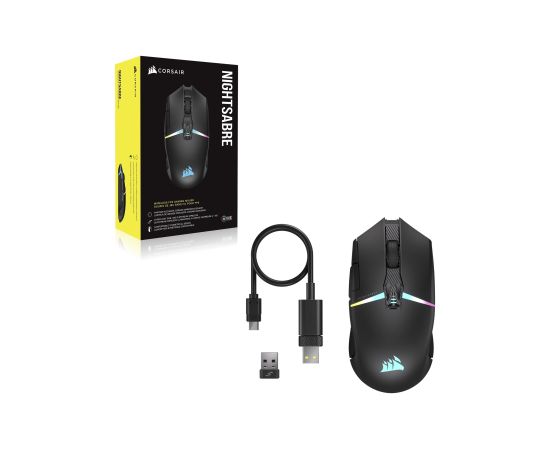 Corsair Gaming Mouse NIGHTSABRE RGB Wireless Bluetooth, 2.4 GHz Black