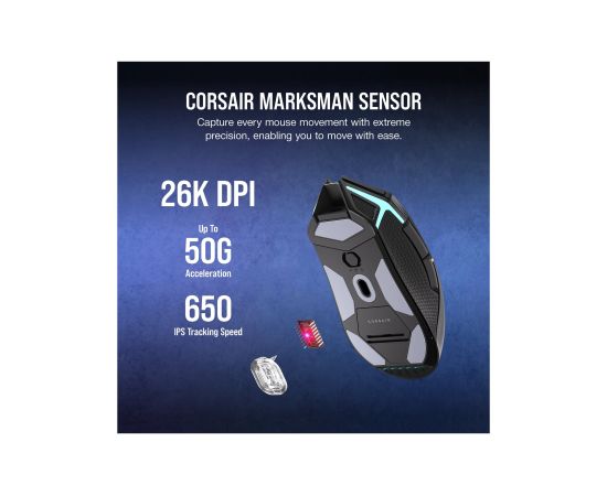 Corsair Gaming Mouse NIGHTSABRE RGB Wireless Bluetooth, 2.4 GHz Black