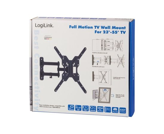 Logilink BP0016 TV Wall mount, 23"-55", tilt +15°-15°,swievel +-90°, 395mm Logilink