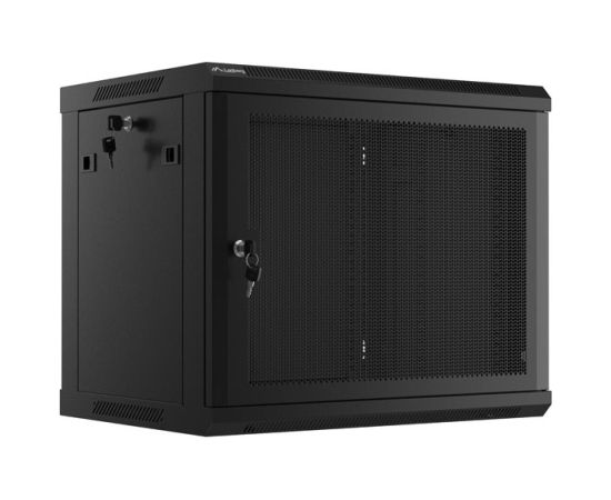 Lanberg Rack cabinet 19" wall-mount 9U/600x450 with perforated door (flat pack) WF01-6409-23B Black
