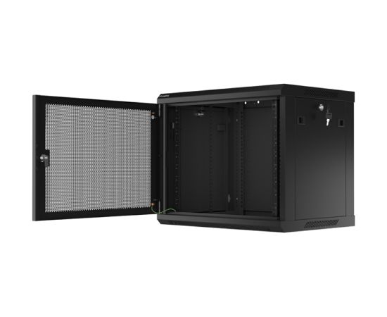Lanberg Rack cabinet 19" wall-mount 9U/600x450 with perforated door (flat pack) WF01-6409-23B Black