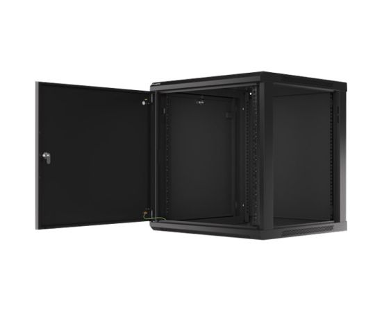 Lanberg Rack cabinet 19" wall-mount 12U/600x600 for self-assembly with metal door (flat pack) WF01-6612-00B Black