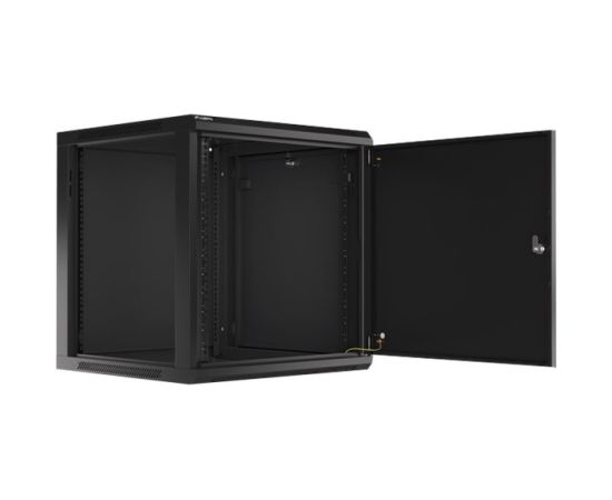Lanberg Rack cabinet 19" wall-mount 12U/600x600 for self-assembly with metal door (flat pack) WF01-6612-00B Black