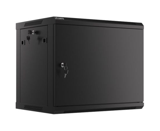 Lanberg Rack cabinet 19" wall-mount 9U/600x450 for self-assembly with metal door (flat pack) WF01-6409-00B Black