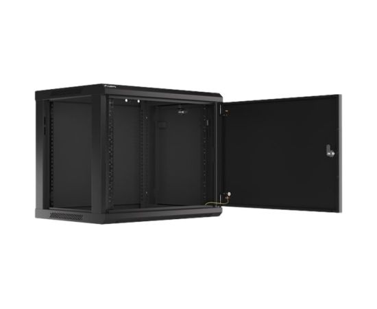 Lanberg Rack cabinet 19" wall-mount 9U/600x450 for self-assembly with metal door (flat pack) WF01-6409-00B Black