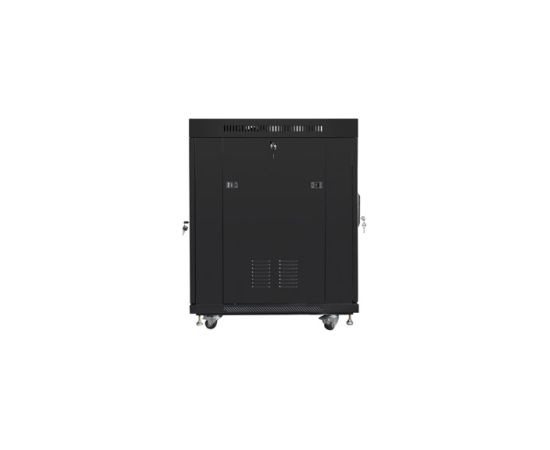 Lanberg Rack cabinet 19" free-standing 15U/800x1000 (flat pack) with glass door, LCD FF01-8015-12BL Black