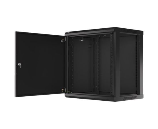 Lanberg Rack cabinet 19" wall-mount 12U/600x450 for self-assembly with metal door (flat pack) WF01-6412-00B Black
