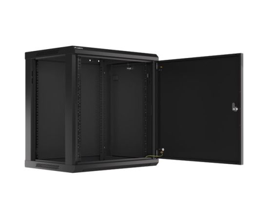 Lanberg Rack cabinet 19" wall-mount 12U/600x450 for self-assembly with metal door (flat pack) WF01-6412-00B Black