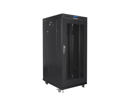 Lanberg Rack cabinet 19" free-standing 22U/800x800 (flat pack) with glass door, LCD FF01-8822-23BL Black